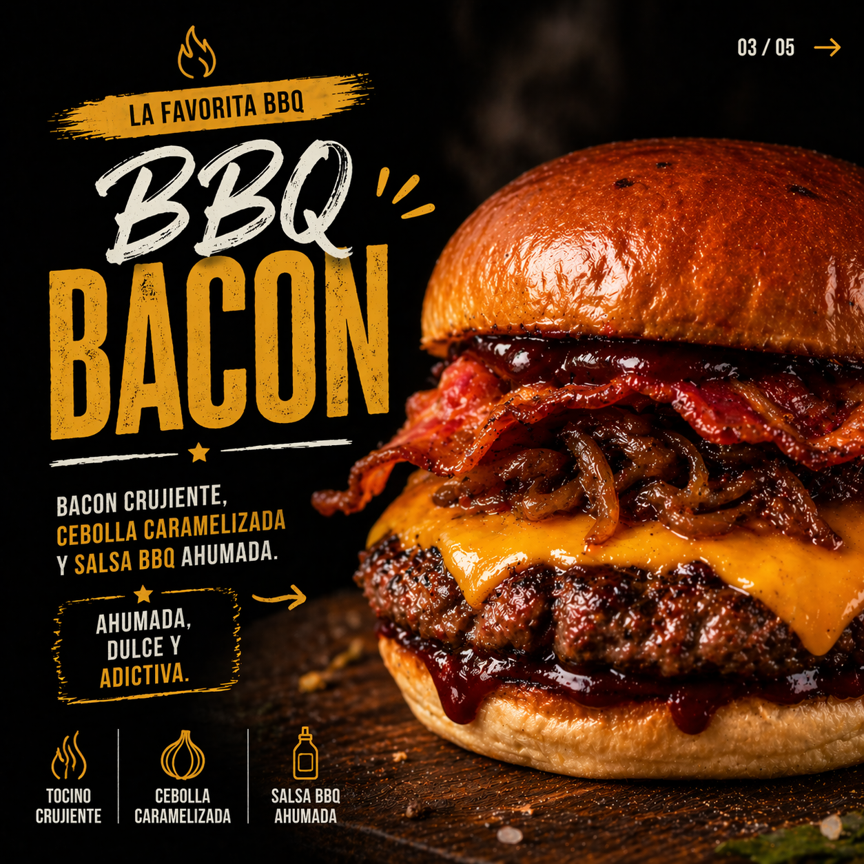 Publicación de Instagram para hamburguesería con classic smash