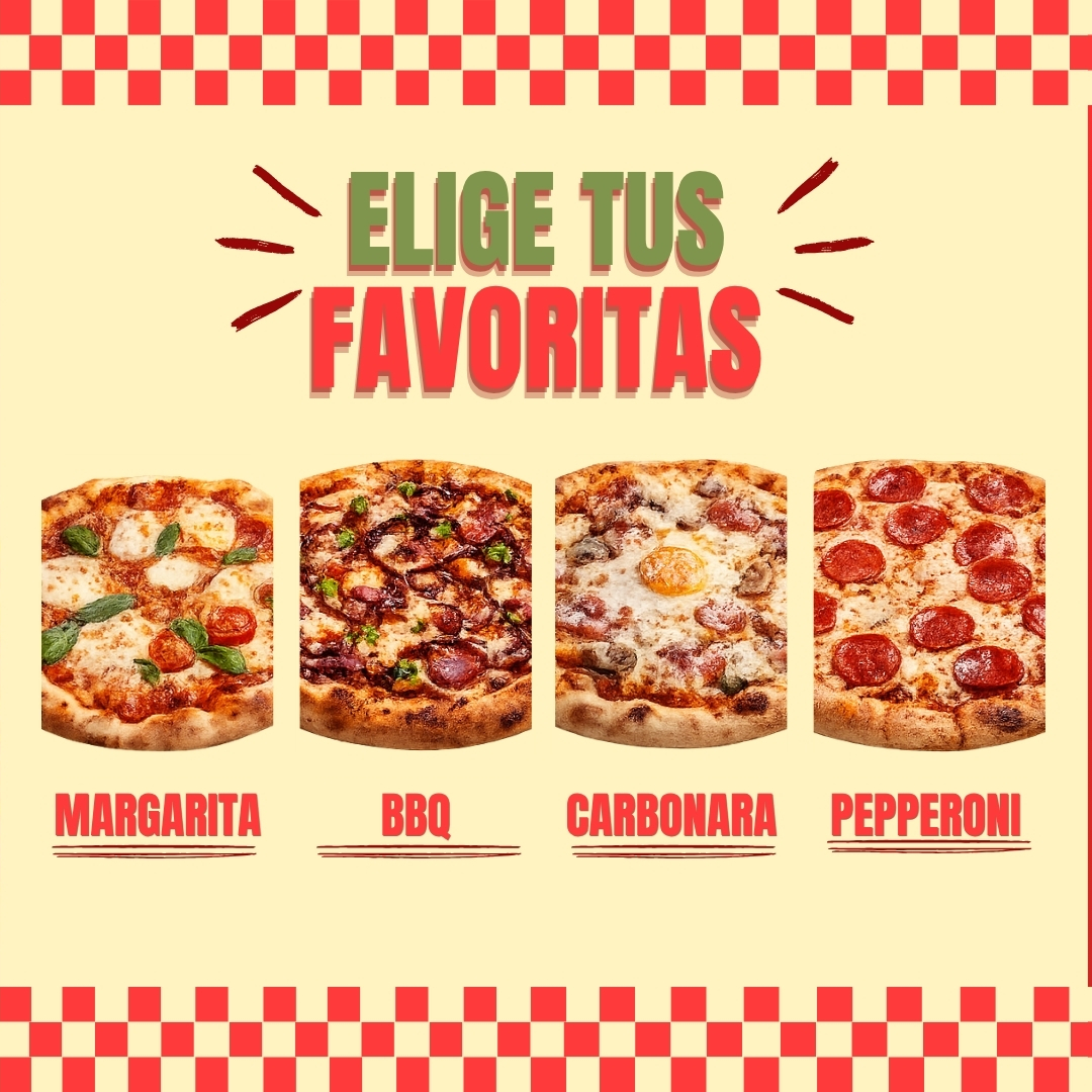 Publicación de pizzería con selección de pizzas favoritas
