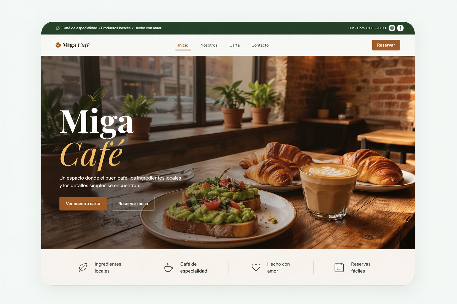 Demo editorial de brunch con portada web cuidada
